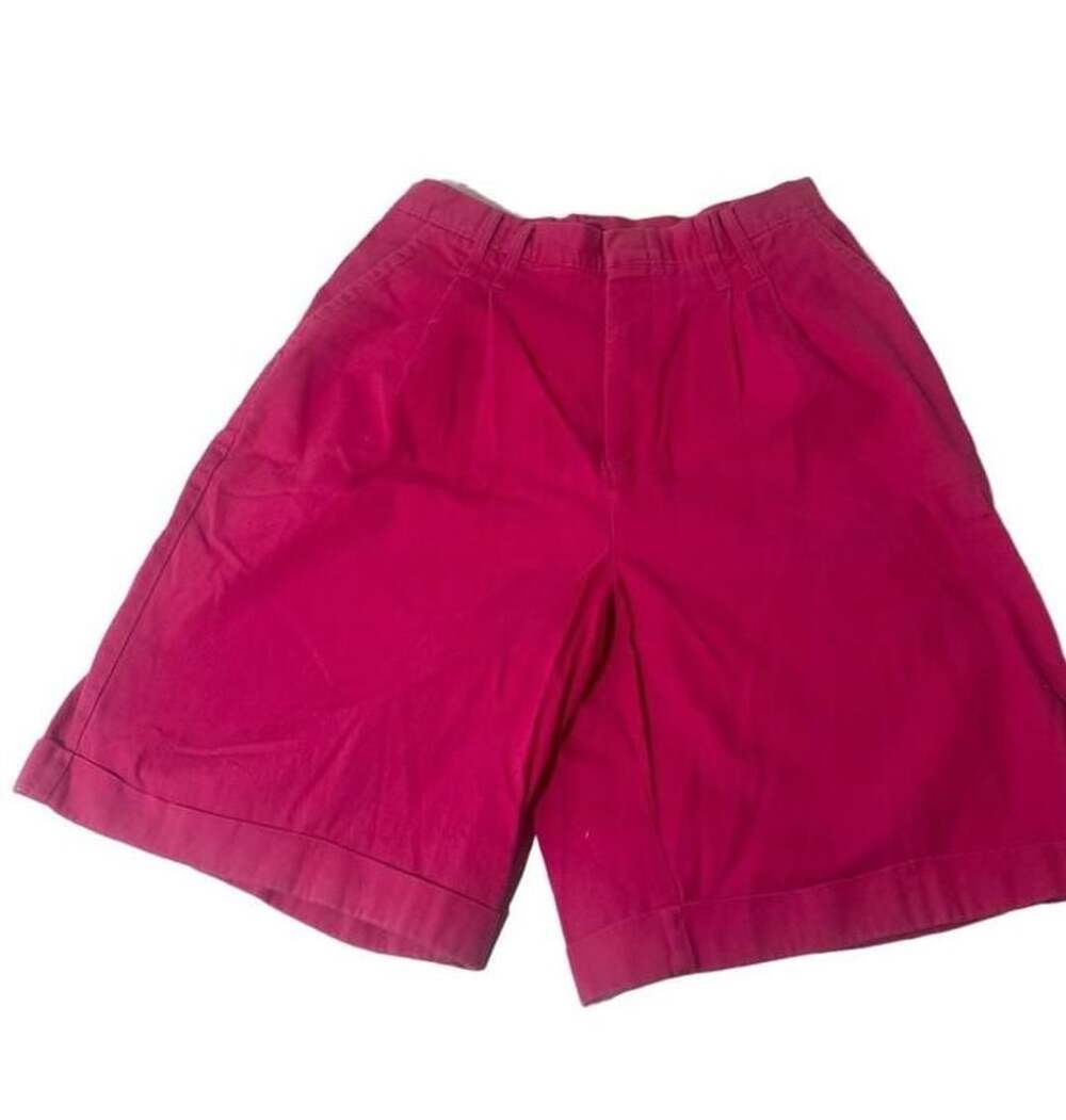 Vintage Chic Shorts 11 Womens Pink High Waisted Pleated Cuffed Denim Mom USA